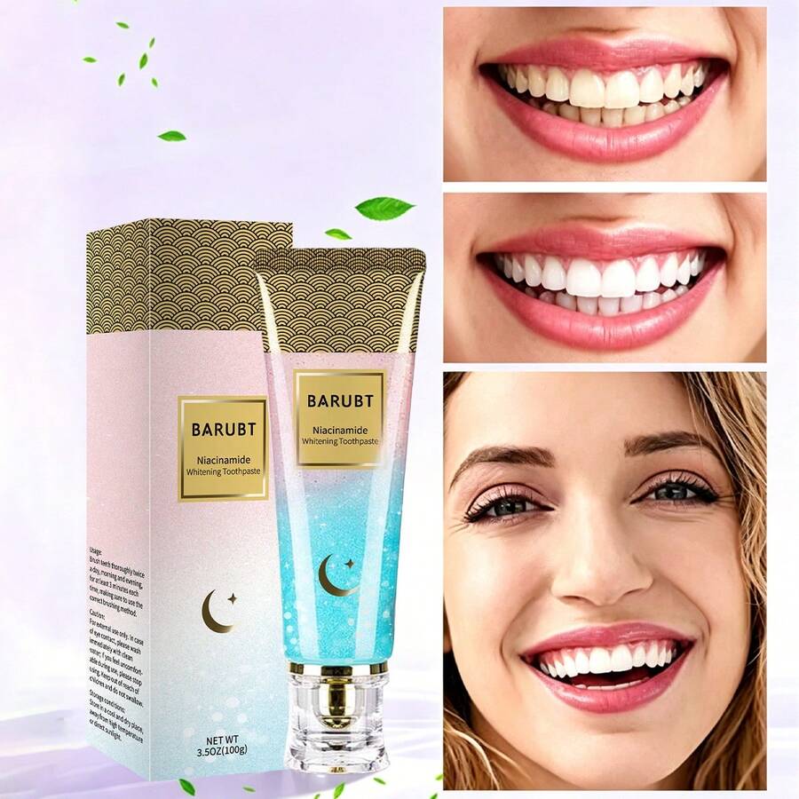 1支烟酰胺美白牙膏 - 薄荷清新 - 深层清洁，帮助去除牙渍 - 清新口气 - 适合居家和旅行，100克