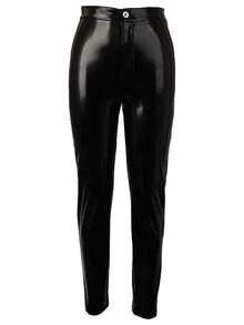 Women's PU Leather Zipper High Waisted Skinny PU Pants Y2K Biker Bodycon Nightclub Street Spring Autumn Trousers - Black - View 2