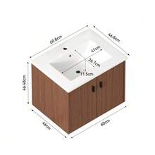 60cm Bathroom Cabinet In Reddish-Brown. Ample Storage Space: 2 Soft-Close Doors. - Brown - View 5