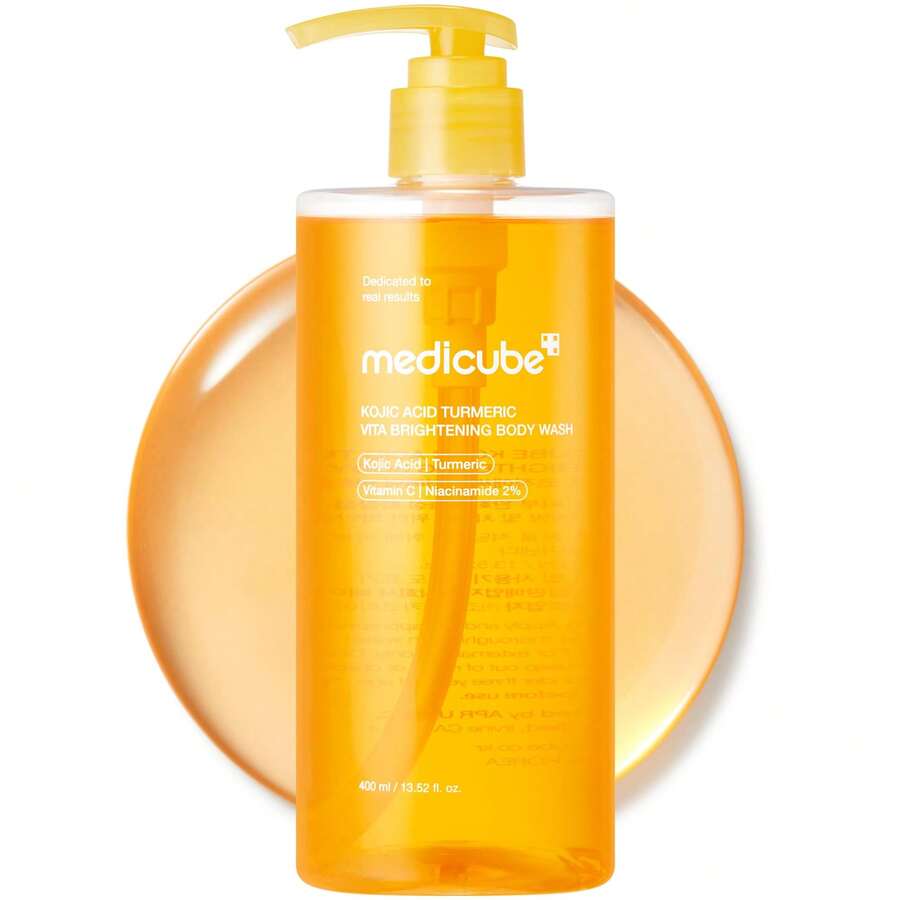 Medicub Kojic Acid Turmeric Brightening Body Wash | Gentle Shower Gel For Uneven Skin | Niacinamide, Vitamin C, AHA/BHA | Deep Cleansing, Hydrating Formula | Easy And Effective, 13.52 Fl.Oz - Kojic Acid Turmeric Brightening Body Wash - 查看 1
