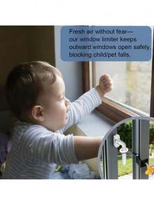 全新免打孔内窗限位锁止器位置止动器平开窗防风支撑黑色窗户把手锁儿童安全保护 - 多色 - 查看 5