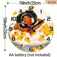 2D Flat, Round Wooden Wall Clock - Silent, Non-Ticking, Battery-Powered Clock For Bathroom And Bedroom, Frameless Design Suitable For Bathtubs, Easy Hook Installation, 10inch (AA Batteries Not Included) - Modern Minimalist Wooden Decorative Wall Clock,Valentines Gift,Graduation,Mother Giftsr,Room Deocr,Wall Deoc,Home Essentials - 1pcs/10in/25cm - View 5