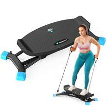 MERACH Tabla de equilibrio para adultos con pantalla, tabla de equilibrio con 2 bandas de resistencia para hasta 136 kg, ideal para rehabilitación y coordinación, gimnasia en casa, principiantes, color negro. - Amoratado - Ver 11