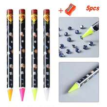Set de 5 piezas Lápiz de cera con rhinestones y sacapuntas, kit de arte de uñas, bolígrafo de rhinestones de 4 colores, accesorios de rhinestones para arte de uñas, bolígrafo con rhinestones adhesivos, aplicador de rhinestones para uñas, set de rhinestones - Multicolor - Ver 7