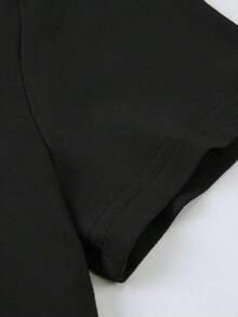 Camiseta de manga corta de cuello redondo casual y versátil para mujer, adecuada para el Día de San Valentín - Negro - Ver 5