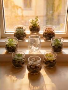 10pcs Transparent Small Vases And Miniature Fish Bowls, Suitable For Home/Office Decor, Bohemian Style Round Aquarium/Miniature Garden, Durable Plastic Containers For Fish Tank, Desk, Windowsill, Low-Maintenance Indoor Planter - Multicolor - View 3
