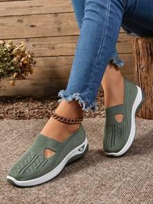 Women's Orthopedic Comfort Slip-On Sneakers - With Arch Support And Skin-Friendly Foam, All-Day Lightweight Walking Shoes, Non-Slip PVC Sole - Suitable For Nurses, Teachers, Standing And Running Errands, Orthopedic Shoes, Exquisite Pressure-Relieving Design, Beautiful Embroidery, Soft Cushioning, Suitable For Long-Term Standing Work Shoes, Casual Women's Shoes - màu xanh lá - Xem 3