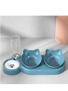 Juego de 3 en 1 de tazones para mascotas con dispensador de agua automático, incluye tazones inclinados para comida y agua de gato con botella de agua por gravedad, ¡mantiene a tu mascota hidratada y alimentada! - 500ml - Ver 12