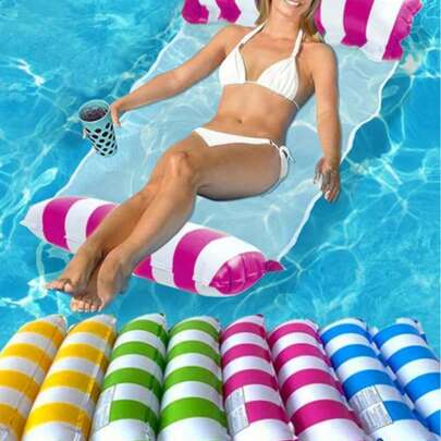 1pc/2pcs Adult PVC Inflatable Floating Lounger, Suitable For Swimming Pool & Beach, Portable, No Electricity Required, Comfortable & Durable, Lightweight, Relaxing, Quick Inflation, Suitable For Adults