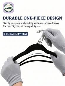 1/5/10/20个装 CHAWU 植绒涂层衣架 - 超强防滑高密度植绒（摩擦力提升300%），经8项耐久性测试，承重力强 / 360°旋转挂钩 / 符合人体工程学的黄金比例 - 彩色 - 查看 9