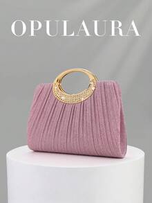 OpulAura 女士时尚闪亮水晶水钻晚宴手拿包，璀璨奢华镶钻正式礼服手提包，适合晚宴、派对、生日、婚礼等场合，也可作为生日礼物 - 粉色 - 查看 6