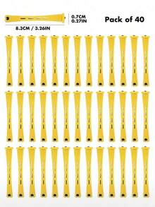 40pcs Curling Iron Set To Easily Create Natural Wavy Curls-Perfect For Personal Hair Care, A Must-Have For Salons, Beauty Trips, Back-To-School Seasons And Vacation Trips.Suitable For Long, Medium And Short Hair - Yellow - View 3