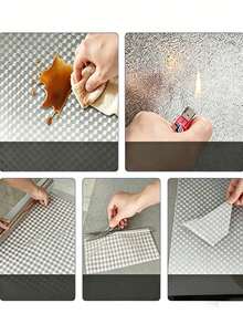 2pcs/Set Heavy-Duty Self-Adhesive Aluminum Kitchen Foil - Waterproof, Oil-Resistant, And Heat-Resistant. Features An Easy-To-Clean Surface And Acts As An Effective Oil-Proof Backsplash Sticker. Suitable For Stoves, Ovens, Cabinets, Drawers - Multicolor - View 9