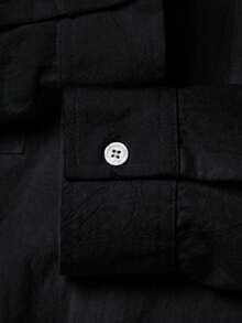 Áo sơ mi nam LOOKUN mùa xuân/hè, áo sơ mi dài tay bằng cotton mới, kiểu dáng thường ngày với họa tiết thêu, màu đen. - màu đen - Xem 7
