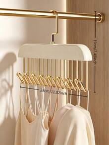 1pc Light Wood Color / Natural Wood Color / Vintage Color / Cream White Hook Hanger, Eight-Hook Solid Wood Household Hanger For Vests, Underwear, And Camisoles, Multi-Functional Rotatable Wave Hanger - Multicolor - View 15