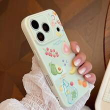 GUCADI 刺绣绿色绘画水果系列夏季绘画水果 17 Pro Max 手机壳，兼容 Apple 16、15、14、13。它具有小众、全覆盖软壳的特点，散发着清爽的夏日气息，甜美、少女、韩式风格、清新、小众、ins 风格、网红风。 - 繡綠 - 查看 10