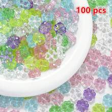 100颗3D亚克力迷你绿白三叶草珠，尺寸1.0*1.0厘米，适合制作幸运手链、工艺品、花朵项链、耳环和其他DIY珠宝配件 - 彩色 - 查看 18