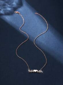 A Pc Delicate Letter Necklace Pendant Set With White Cubic Zirconia-The Perfect Mother's Day Gift For Mom - Letter - View 3