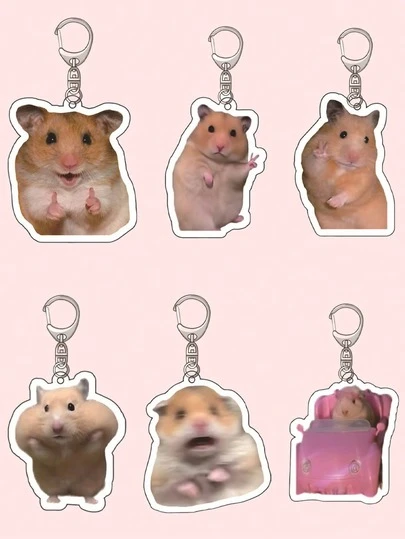 1个创意仓鼠亚克力钥匙扣，可爱仓鼠亚克力钥匙扣吊坠，趣味钥匙扣钱包包包车钥匙链DIY配件，动物钥匙扣，宠物爱好者和动物爱好者的完美礼物，情人节，生日