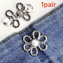 Khóa cài hình hoa và ngọc trai, khóa điều chỉnh eo quần jeans không cần đục lỗ, khóa cố định eo quần. - nhiều màu - Xem 21