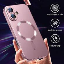 奢华金属漆软TPU手机壳，兼容 16、16 Plus、17、17e、17 Pro、17 Pro Max、7/8/SE2/SE3、7 Plus/8 Plus、XR、11、16e、16、16 Pro、16 Plus、16 Pro Max，防摔磁吸保护套 - 玫瑰金 - 查看 2