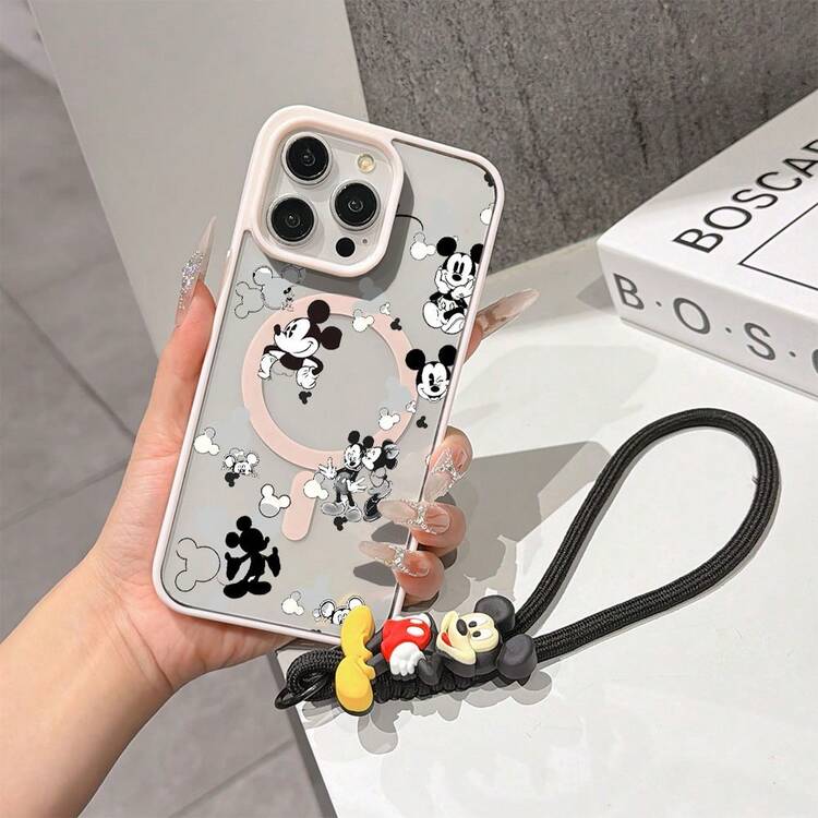 This Disney Mickey Mouse Lanyard Phone Case Is Fully Covered In TPU Material, Features Strong Magnetic Closure, Is Shockproof And Lightweight, And Is Compatible With IPhone17/16/11/13/15/15 Plus/15 Pro/15 Pro Max/12/14 Pro Max/11 Pro Max/12 Pro/12 Pro Max/13. This Phone Case Is A Popular Birthday Gift Or Business Gift Choice; It Is Durable, Stain- And Fingerprint Resistant, And Suitable For Both Men And Women. The Set Also Includes A Mickey Mouse Phone Case And A Mickey Mouse Plush Bracelet, Making It A Perfect Gift For Friends And Family. This Stylish Phone Case Is Fun, Lightweight, And Durable. IPhone17 Pro Max Phone Case, Minnie Mouse Phone Case. - Hồng - Xem 1