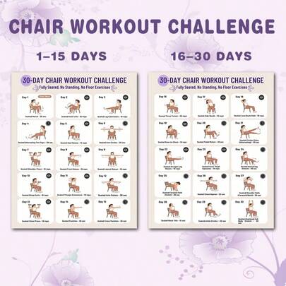 Poster hướng dẫn tập luyện 30 ngày trên ghế, bài tập toàn thân ngồi dành cho nhân viên văn phòng, người tập thể dục tại nhà và người mới bắt đầu, tranh treo tường dành cho nam và nữ. Hướng dẫn tập luyện tại nhà.