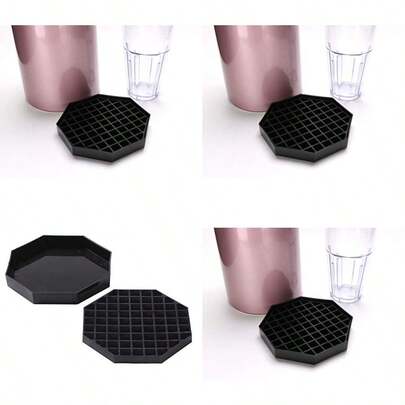 Bev Tek Bandeja de goteo octágono de 5 pulgadas x 1 pulgadas 1 bandeja de goteo de café con rejilla extraíble lavable en lavaplatos forma octágona bandeja de goteo de plástico negro
