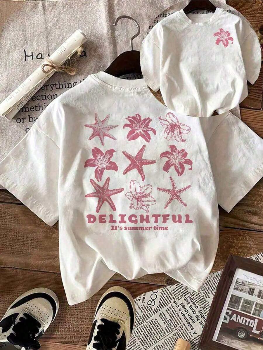 Camiseta casual de mujer de manga corta y cuello redondo con estampado de letra y fresa, ideal para el veranoBreathable and comforte - Blanco 4 - Ver 1