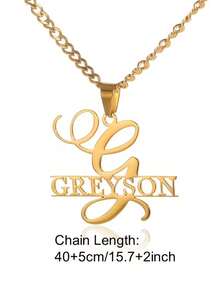 Dây chuyền khắc tên chữ cái đầu lớn theo yêu cầu, trang sức mặt dây chuyền khắc tên tùy chỉnh dành cho nữ và nam, quà tặng dự tiệc. - Vàng - Xem 8