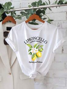 Camiseta Oversize Blanca con Estampado de Limoncello y Limones para Verano - Blanco - Ver 2