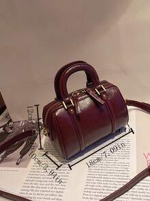 Boston Handbag, Shoulder Bag, Pillow Bag - Burgundy - View 3