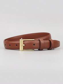 1 pieza Cinturón elegante y versátil para mujer, adecuado para uso diario, reuniones, viajes, decorar vaqueros, pantalones casuales, trajes, vestidos - Marrón - Ver 10