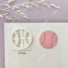 Khuôn cắt đất sét polymer in 3D hình bóng rổ, bóng đá, bóng chuyền, bóng chày, quần vợt, bóng bầu dục, khuôn làm khuyên tai bằng đất sét, dụng cụ thủ công. - trắng - Xem 10