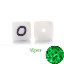 10/26 hạt chữ cái silicon phát sáng trong bóng tối, hạt chữ cái hình lập phương màu trắng từ A đến Z, phát quang trong bóng tối, dùng để tự làm vòng tay, vòng cổ, mặt dây chuyền ba lô và các dự án thủ công khác. - Nhiều màu - Xem 13