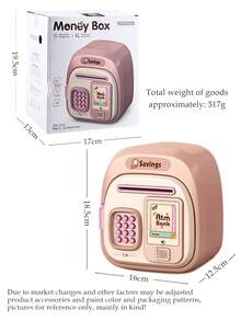 Automatic ATM Piggy Bank, Large Capacity Coin Bank With Key, Password, Fingerprint Unlock, Sound Effects, Gift For Children, Birthday Present (Random Accessories, Batteries Not Included) - Multicolor - View 12