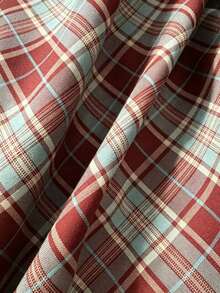 Áo kiểu nữ mùa hè, cổ kẻ caro, tay phồng, buộc dây, cài cúc phía trước. - Đỏ - Xem 4