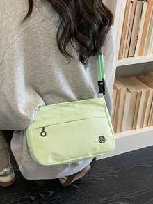 1 chiếc túi đeo chéo chống nước, túi đeo chéo unisex bằng nylon có dây đeo vai điều chỉnh được, nhiều ngăn, màu trơn, lớp lót polyester, thích hợp để mua sắm, đựng ví, túi xách, dành cho nữ giới trẻ, sinh viên đại học, người mới bắt đầu, nhân viên văn phòng. Lý tưởng cho văn phòng, trường đại học, công việc, kinh doanh, đi lại, hoạt động ngoài trời, du lịch và leo núi. - màu xanh lá - Xem 2