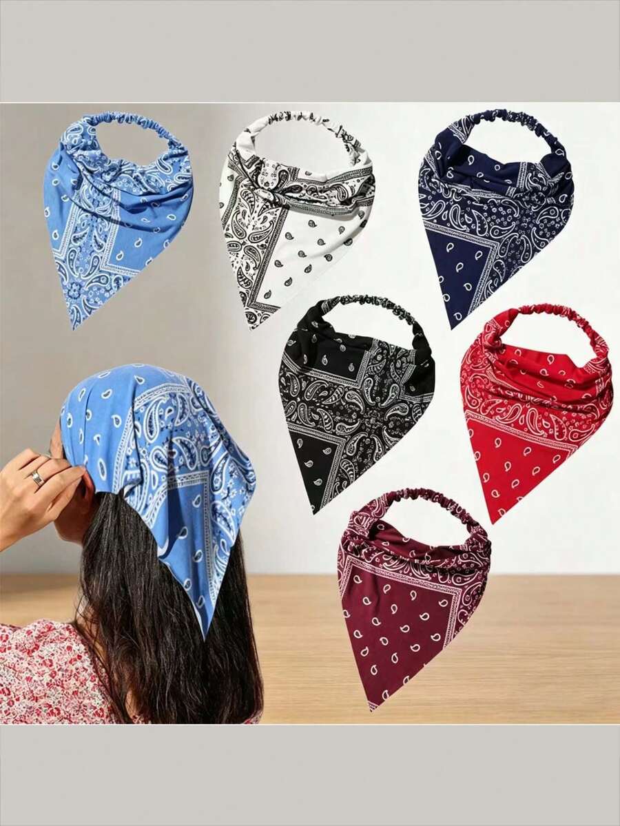 Băng đô cài tóc phong cách retro mới, băng đô cài tóc nữ, khăn tam giác, đa năng, co giãn, bền và thoáng khí, khăn trùm đầu, phụ kiện che nắng. - Nhiều màu - Xem 1