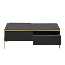 Modern High-Gloss Coffee Table, Stylish Side Table, Multifunctional, Living Room Furniture, 100 X 50 X 36 Cm (Length X Width X Height) - Black - View 5
