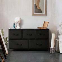Sweetcrispy 3 Sizes Dresser Bedroom, Storage Drawers, Tall Large Fabric Storage Tower Organizer,Organization And Storage Clothes Organizer , Chest Of Drawers With Metal Frame Wooden Top Nursery, Closet, Living Room, Entryway, White - màu đen - Xem 12