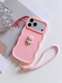 2026 最新郁金香马卡龙设计 DIY 手机壳，硅胶防震保护套，适用于三星 Galaxy S26、S25、S24、S24+、S24 Ultra、S24 FE、S20、S21、S22、S23 以及 11、12、13、14、15、16、17 Pro Max - 粉色 - 查看 2