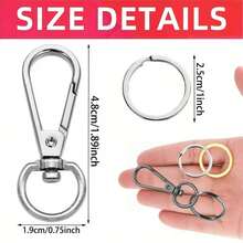 12/16 piezas Ganchos giratorios de aleación con anillos metálicos, adecuados para hacer llaveros creativos DIY, collares para mascotas, cordones, colgantes de bolso (disponibles en 3 colores) - Anillo de hebilla plana de 5,5 g - Ver 3