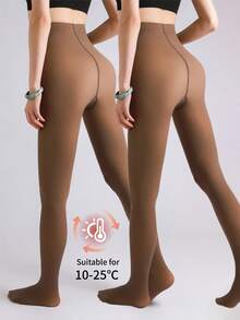 Leggings opacos y gruesos cómodos para mujer, mallas de cintura alta con alta elasticidad y efecto "piel mágica", aptos para usar en primavera, otoño e invierno - Multicolor - Ver 14