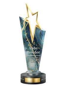 1pc Personalized Acrylic Trophy, Customizable Logo And Text, Star/Goat Head Design, Customizable Color Options Suitable For Corporate And Event Awards, Elegant Gradient Crystal Trophy, Perfect For Office Awards And Anniversary Gifts - Multicolor - View 22