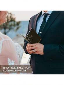 2Pcs Vow Books His And Hers Wedding Vow Books With Gold Foil Lettering Perfect Wedding Ceremony Essential For Wedding Stuff - Timeless Elegance Back To School - Black & White With Gold Foil - View 5