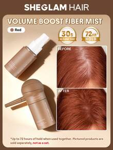 SHEGLAM HAIR Volume Boost Hair Fiber Kit-Red,Hair Building Fibers 3-In-1 Kit Set Includes Natural Hair Thickening Fibers & Spray Applicator Pump Nozzle & Locking Setting Hold Spray - Red - View 10