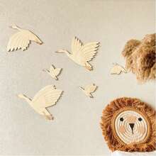 6pcs Cross-Border Wooden Goose Wall Decor, Nordic Style Flying Bird Wall Decoration, Home Children's Room Wooden Wall Sticker Decor - A - View 2