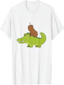Cute Capy Riding, camiseta divertida para  y ni?a - Blanco - Ver 1