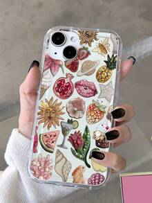 1pc Airbag Bead Embroidered Pomegranate Lip Pattern Full Coverage TPU Shockproof Phone Case Compatible With Apple 16, 15, 14, 13, 12, 11 Pro Max, Series - Multicolor - View 3